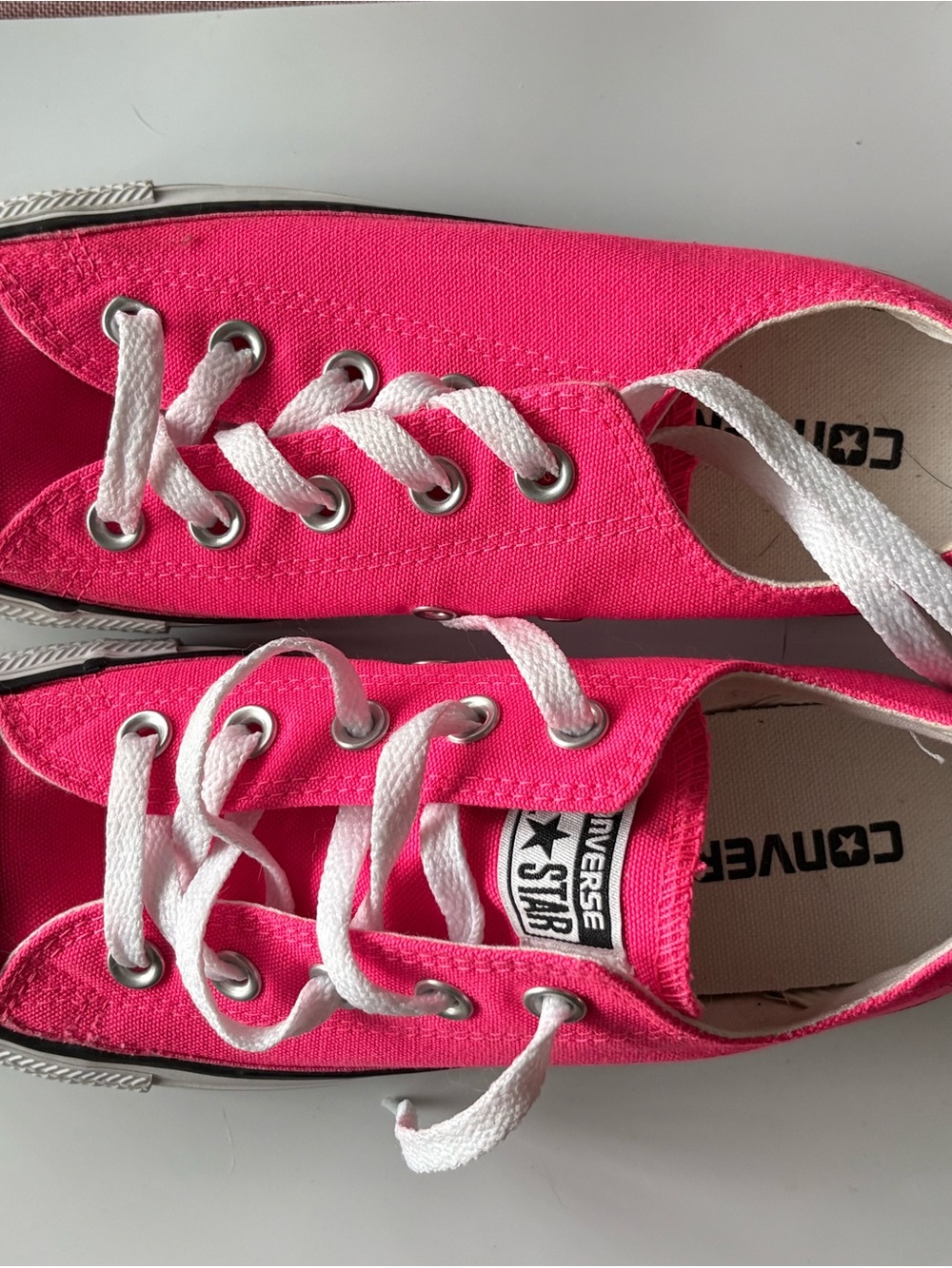 Converse Low Top Sneakers - Bright Pink with White Laces